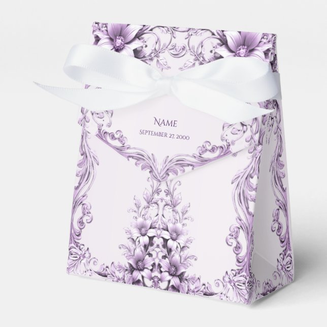 Caixinha De Lembrancinhas Stylish Purple Flowers Favor Box (Frente)