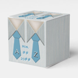 Caixinha De Lembrancinhas Sua e Sua Azul Oxford Pinstripe