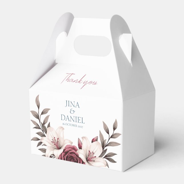 Caixinha De Lembrancinhas Suíte de Casamento Floral Sofisticado (Branca) (Frente)