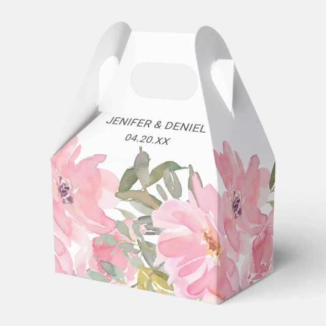 Caixinha De Lembrancinhas Summer Garden Watercolor Floral Wedding (Frente)