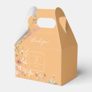 Caixinha De Lembrancinhas Sunny Wildflower Wedding Obrigado Peach ID1023
