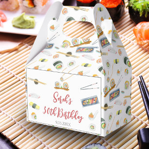 Caixinha De Lembrancinhas Sushi e Sashimi de Aquarela Aniversário de Qualque