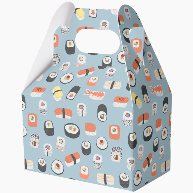Caixinha De Lembrancinhas Sushi Nigiri Maki Roll Pattern (Sushi pattern favor box)