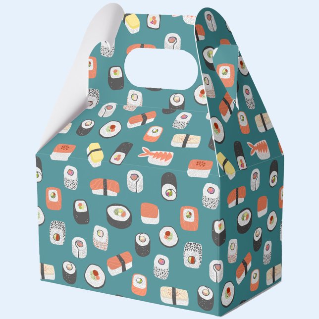 Caixinha De Lembrancinhas Sushi Nigiri Maki Roll Pattern (Fun Japanese sushi pattern favor or gift box)