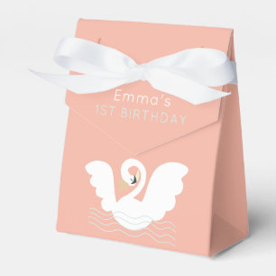 Caixinha De Lembrancinhas Swan Princess Modern Pink Girl Birth
