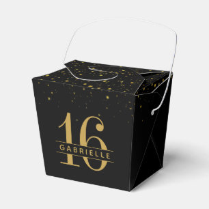Caixinha De Lembrancinhas Sweet 16 Black Confetti Personalizado Takeout
