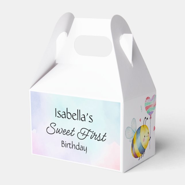 Caixinha De Lembrancinhas Sweet Bee First Birthday Personalized  (Frente)