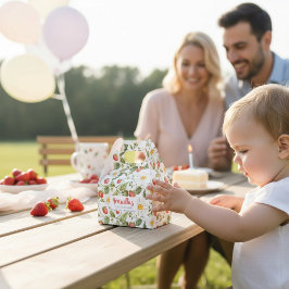 Caixinha De Lembrancinhas Sweet Strawberry First Birthday Favor Box