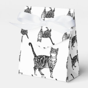 Caixinha De Lembrancinhas Tabby Cat Black Festa de aniversário Cake Favor B