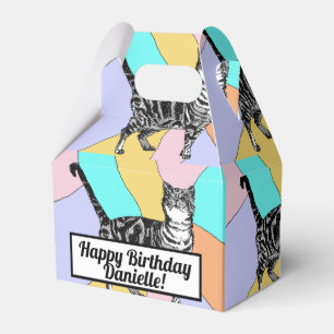Caixinha De Lembrancinhas Tabby Cat Pastel Birthday Cats Cake Favor Box