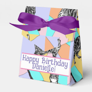 Caixinha De Lembrancinhas Tabby Cat Pastel Birthday Cats Cake Favor Box