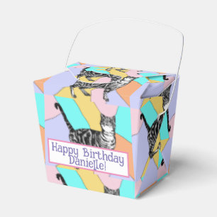 Caixinha De Lembrancinhas Tabby Cat Pastel Birthday Cats Cake Favor Box