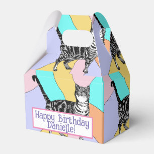 Caixinha De Lembrancinhas Tabby Cat Pastel Birthday Cats Cake Favor Box