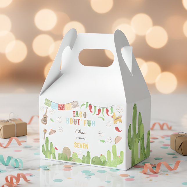 Caixinha De Lembrancinhas Taco sobre o aniversário de criança mexicano fiest (Criador carregado)