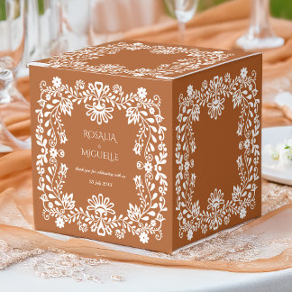 Caixinha De Lembrancinhas Talavera terracota monograma de casamento mexicano