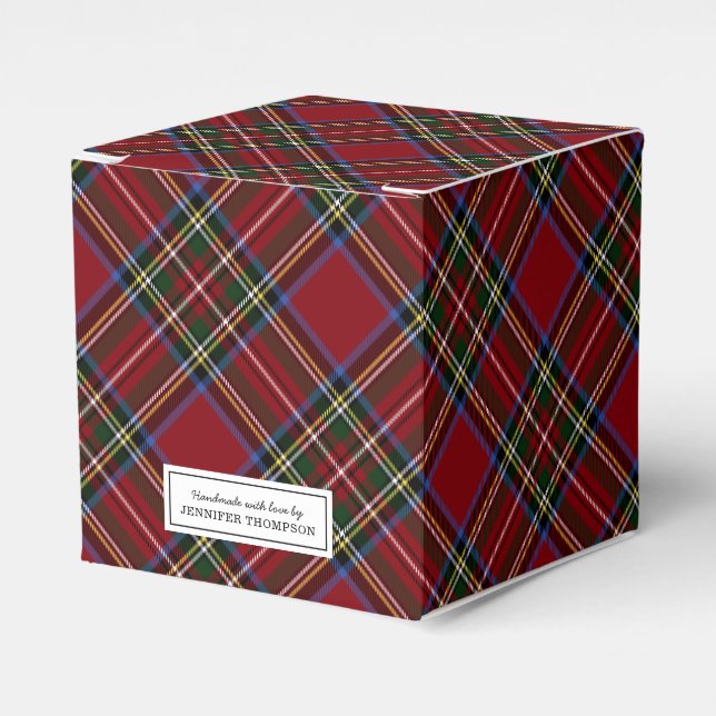 Caixinha De Lembrancinhas Tartan Vermelho Clássico de Férias (Frente)