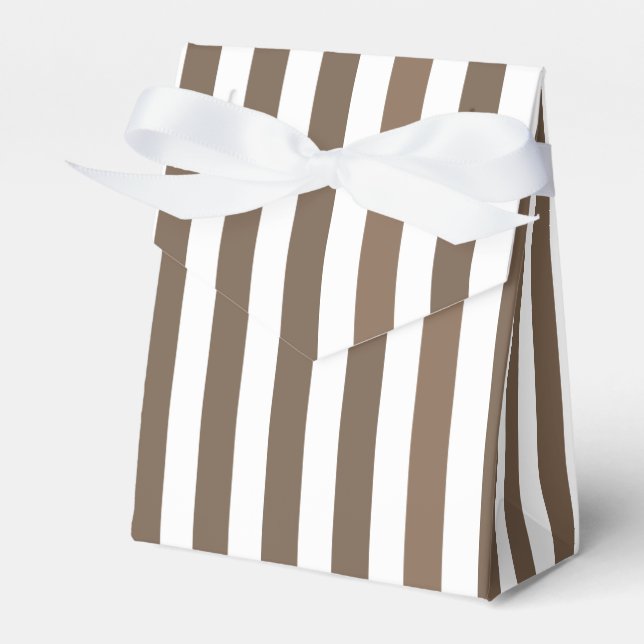 Caixinha De Lembrancinhas Taupe e listras brancas de doces (Frente)