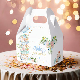 Caixinha De Lembrancinhas Tea Chá de fraldas Blue Flower Girl Baby