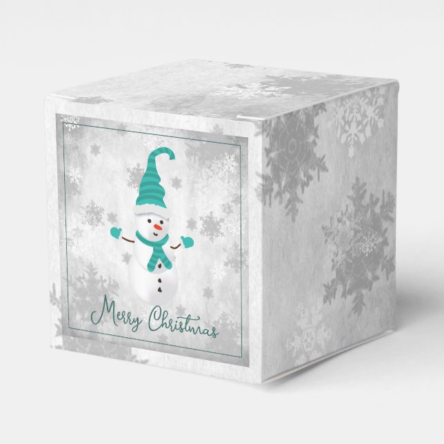 Caixinha De Lembrancinhas Teal Cute Snowman Box (Frente)