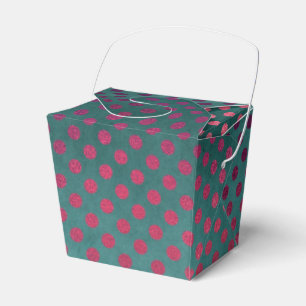 Caixinha De Lembrancinhas Teal e Burgundy Vintage Glam Faux Foil Pontos