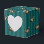 Caixinha De Lembrancinhas Teal Escuro e Dourado Padrão Coroa Real<br><div class="desc">Coroas e listras venenosas favorecem caixa em sotaque e ouro.</div>
