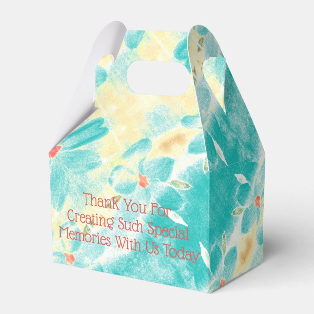 Caixinha De Lembrancinhas Teal Floral Wedding (Frente)