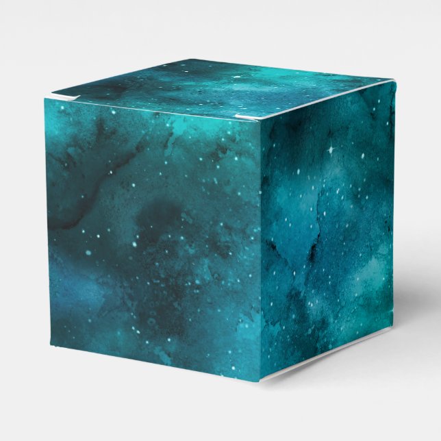 Caixinha De Lembrancinhas Teal Galaxy Series Design 7 (Frente)