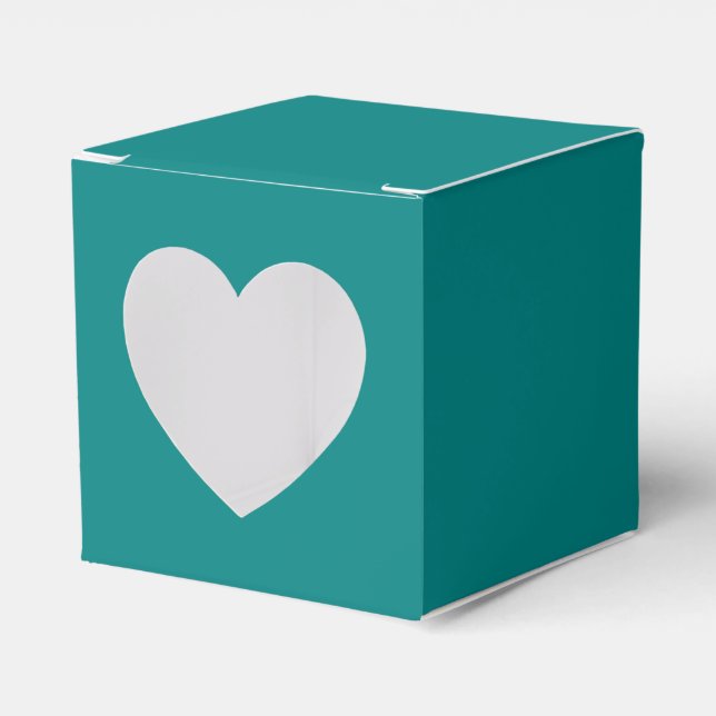 Caixinha De Lembrancinhas Teal Heart Favor Box (Frente)