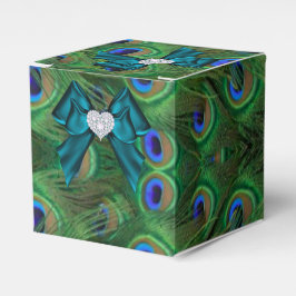 Caixinha De Lembrancinhas Teal Peacock Wedding Box