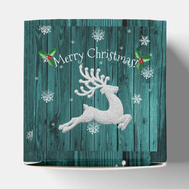 Caixinha De Lembrancinhas Teal Rustic Christmas Reindeer Box (Topo)