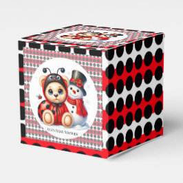 Caixinha De Lembrancinhas Teddy Bear Ladybug com Chá de fraldas de Snowman