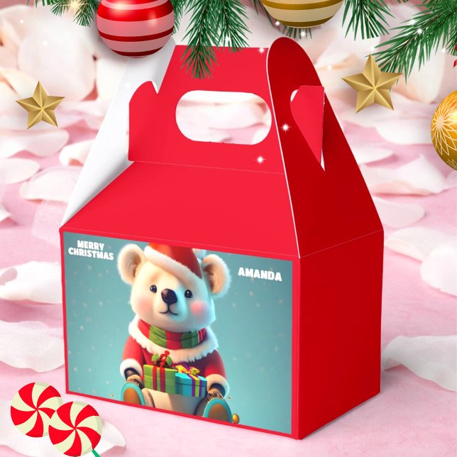 Caixinha De Lembrancinhas Teddy Bear Natal Personalizado Festa de Crianças V (Criador carregado)
