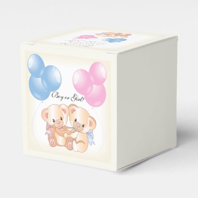 Caixinha De Lembrancinhas Teddy Bears Baby Gender Revement Party (Frente)