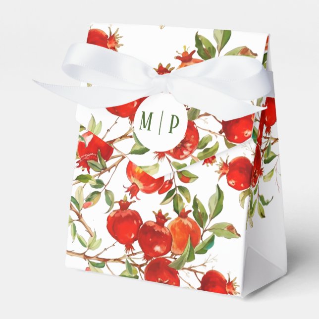 Caixinha De Lembrancinhas Tema aquarela de romãs Cores vivas (Frente)