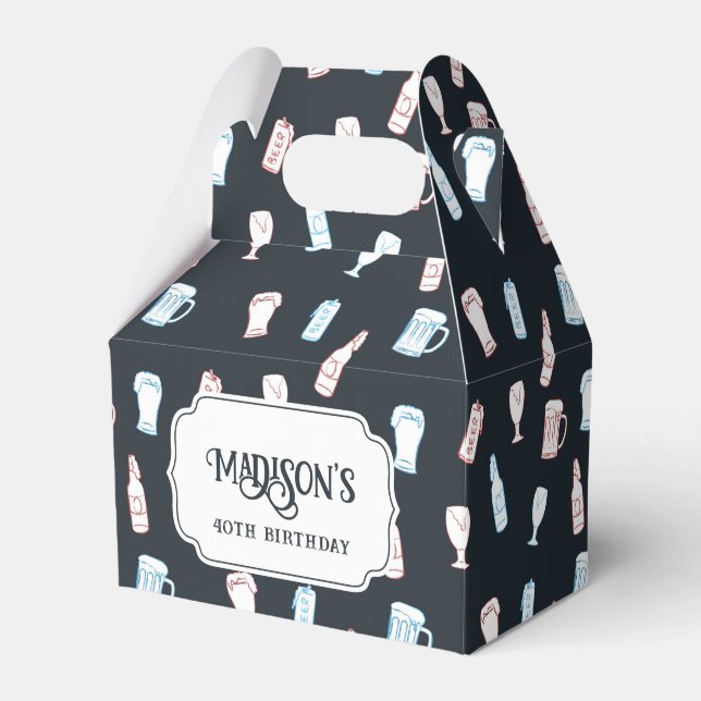 Caixinha De Lembrancinhas Tema de festa de cerveja rústica desenhada à mão (Frente)