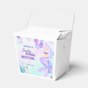 Caixinha De Lembrancinhas tema personalizado de sereia aniversariante roxo
