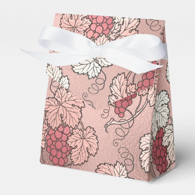 Caixinha De Lembrancinhas Tema Rosa Dourado e Vinho Rosé (Frente)