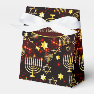 Caixinha De Lembrancinhas Tent Feliz de Hanukkah Menorah Vermelho e Dourado