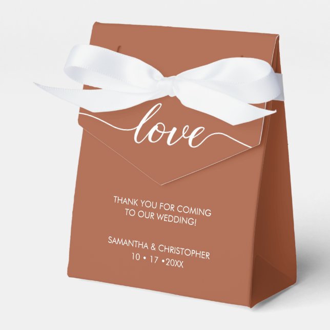 Caixinha De Lembrancinhas Terra cotta Simple & Elegant Love Wedding ScrIpt (Frente)