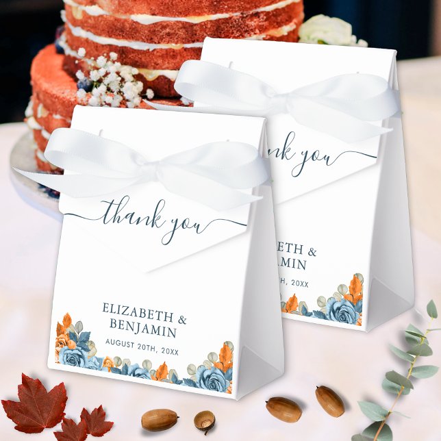 Caixinha De Lembrancinhas Terracotta Blue Rust Eucalyptus Monograma Obrigado (Criador carregado)