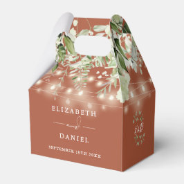 Caixinha De Lembrancinhas Terracotta Greenery String Luzes Monograma Casamen