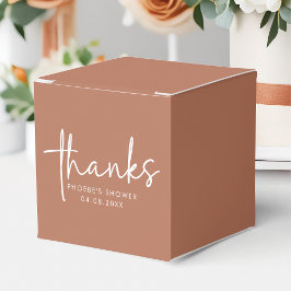 Caixinha De Lembrancinhas Terracotta Minimalista Scripta Quadrada Chá de Noi