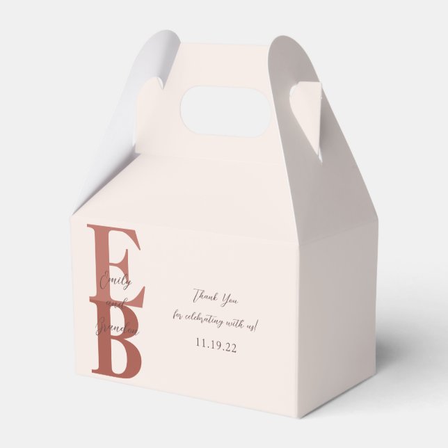 Caixinha De Lembrancinhas Terracotta Modern Grande Personalização Inicial De (Frente)