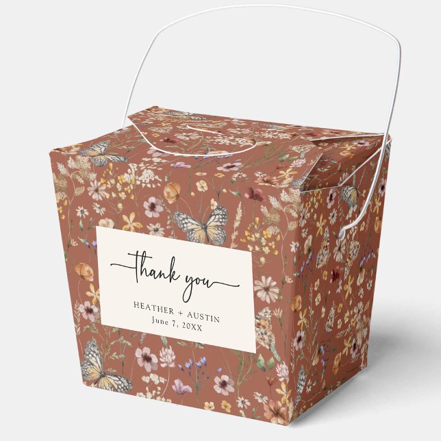 Caixinha De Lembrancinhas Terracotta Obrigado (Terracotta Floral Thank You Favor Boxes with Butterflies by Painted Paperie
)
