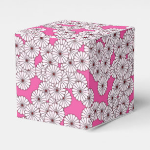 Caixinha De Lembrancinhas Teste padrão de flor do art deco - branco no rosa