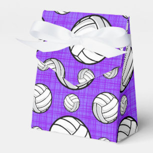 Caixinha De Lembrancinhas Teste padrão roxo e branco do voleibol