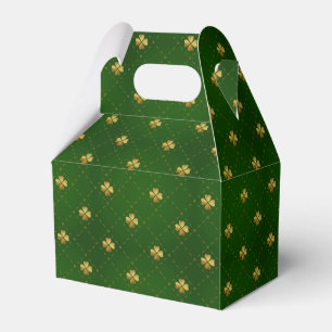 Caixinha De Lembrancinhas Teste padrão verde dourado do trevo