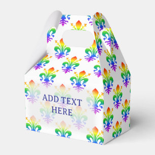 Caixinha De Lembrancinhas Texto Personalizado do Rainbow Fleur-de-lis