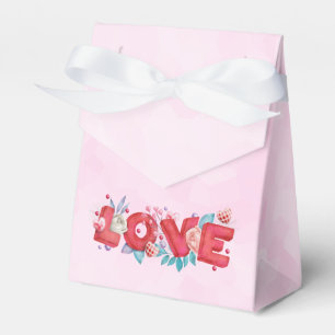 Caixinha De Lembrancinhas Texto Red Love em Bold Block Letters Watercolor