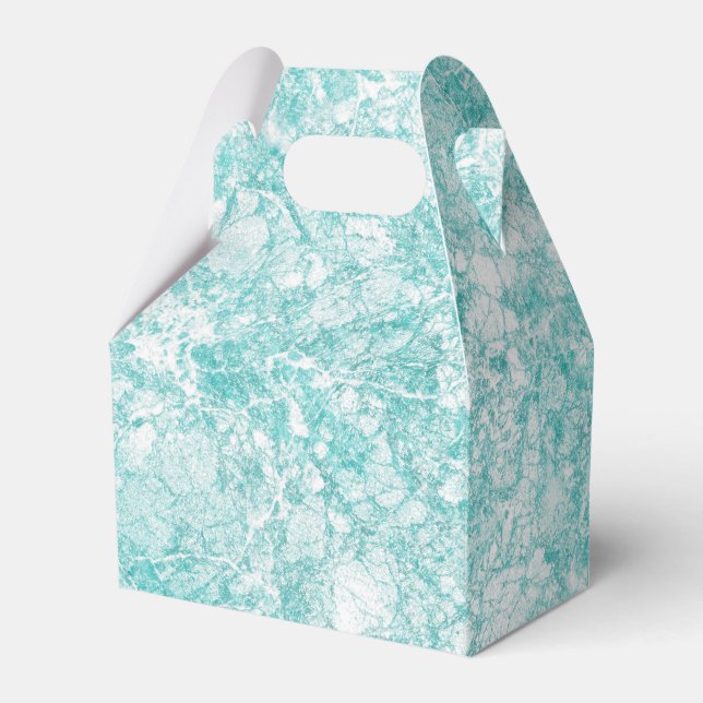 Caixinha De Lembrancinhas Textura de Mint Blue & White Marble (Frente)